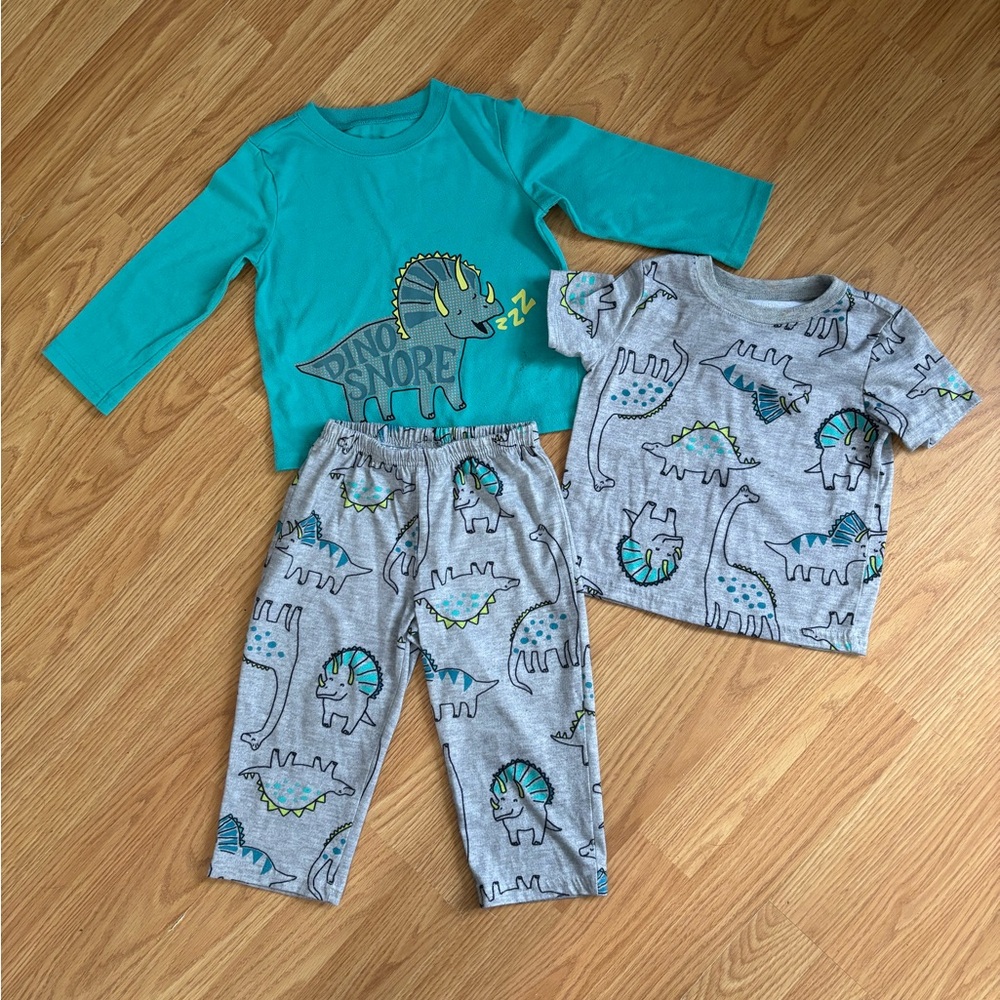 Carter's Dino Snore Pajama Set - Teal and Gray